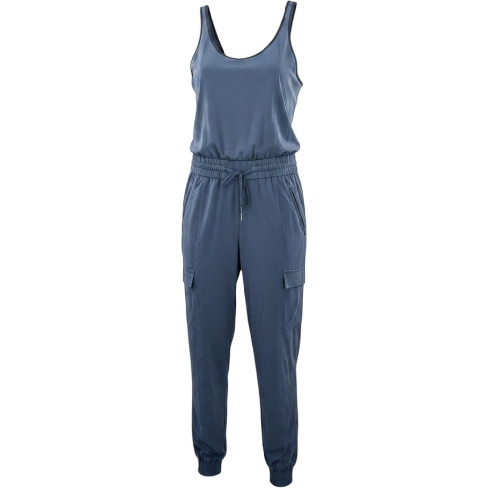 Athleta Brooklyn Jumpsuit XS Blue Gray Cargo Jogger Travel One Piece 531188-01